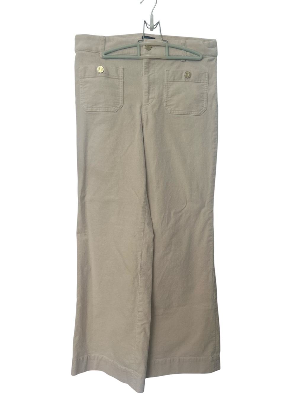 J.Crew Lizzie Off-White Stretch Corduroy Fine-Whale Patch Pocket Pant size 28 6